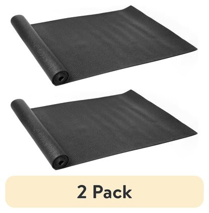 (2 Pack)  PVC Yoga Mat, 3Mm, Dark Gray, 68Inx24In, Nonslip, Cushioning for Support and Stability